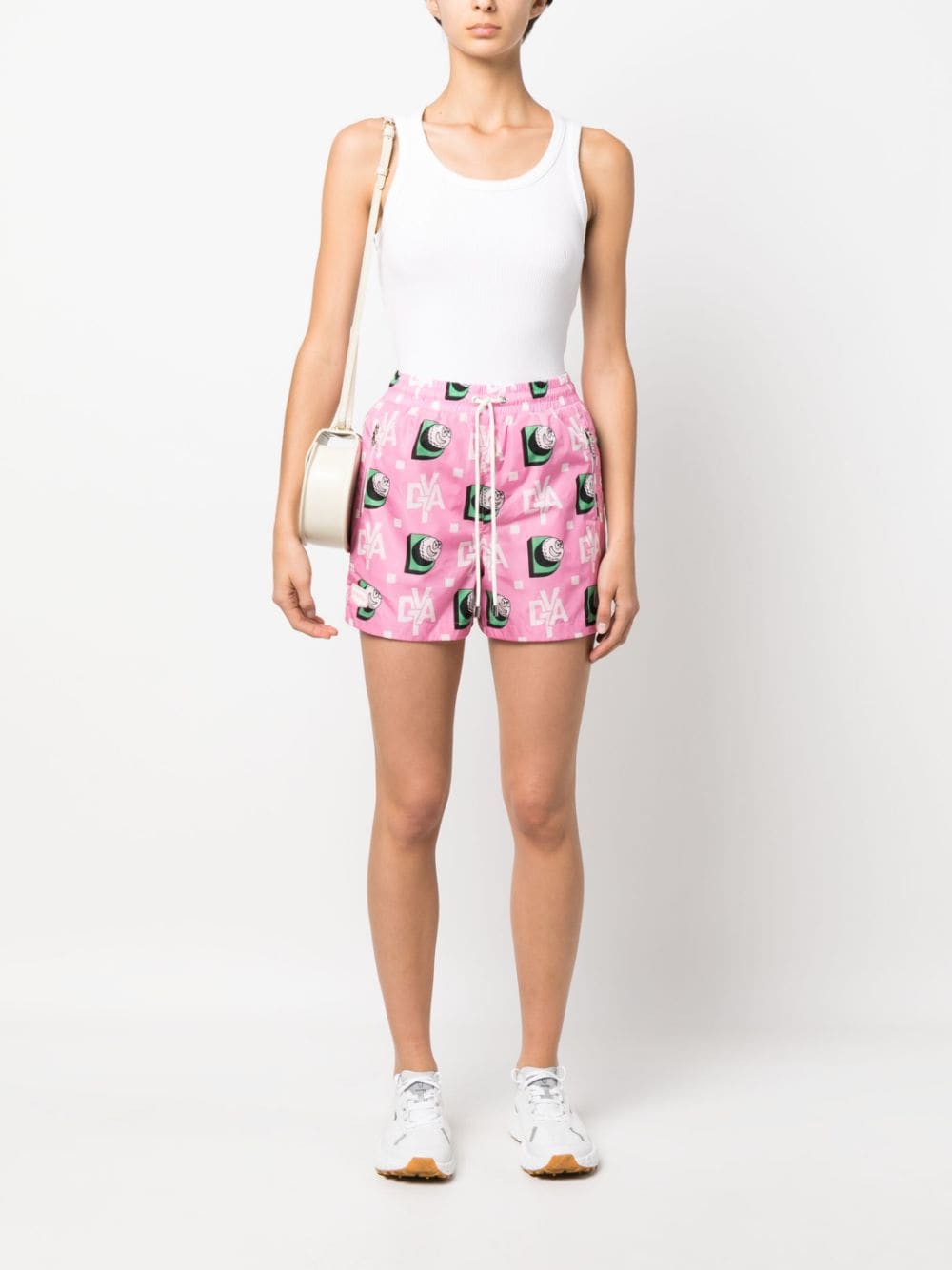 Shop Duvetica Logo-print Drawstring Mini Shorts In Pink