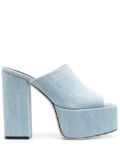 Paris Texas Sasha 130mm denim platform mules - Blue