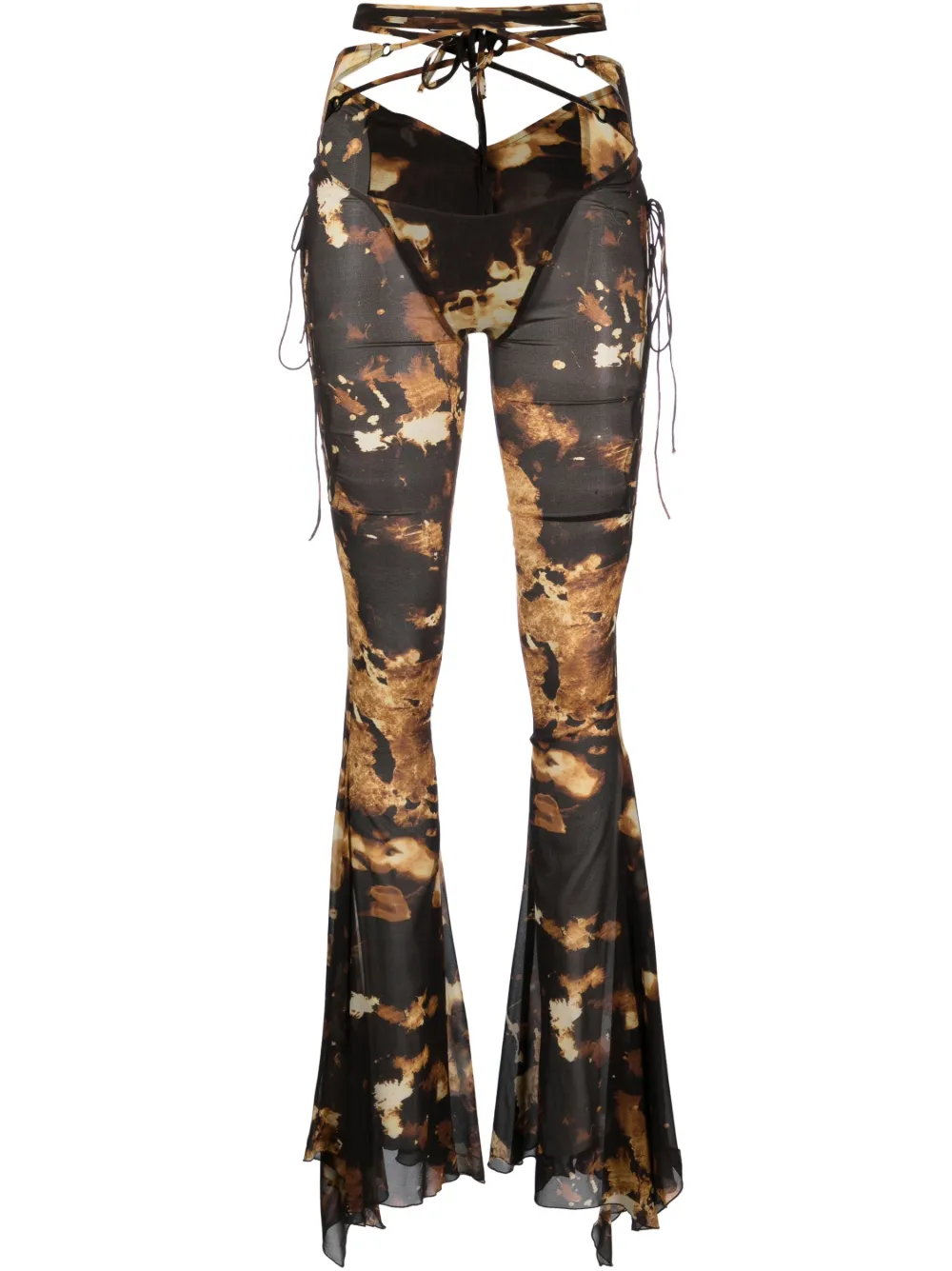 Knwls Flame Print Cut-out Trousers In Black