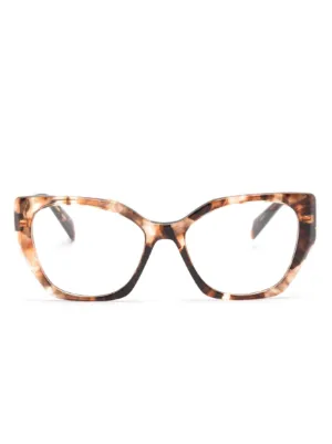 Prada Eyewear トータスシェル キャットアイ眼鏡フレーム | ピンク