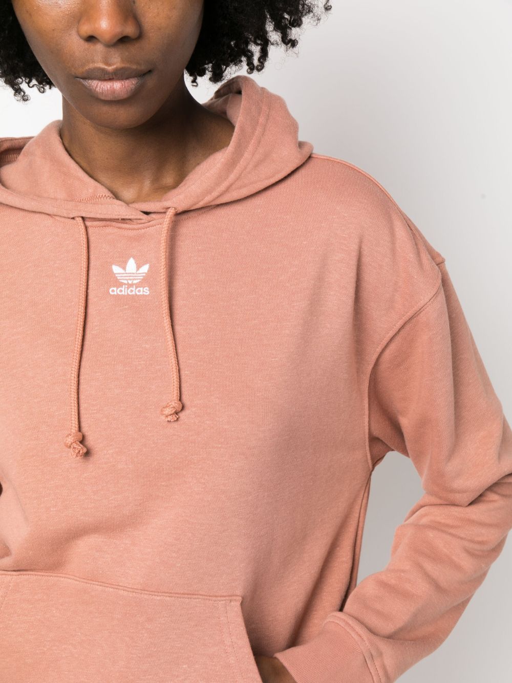 Shop Adidas Originals Logo-embroidered Hoodie In Brown