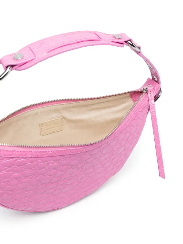 BY FAR Gib Embossed crocodile-effect Shoulder Bag | Pink