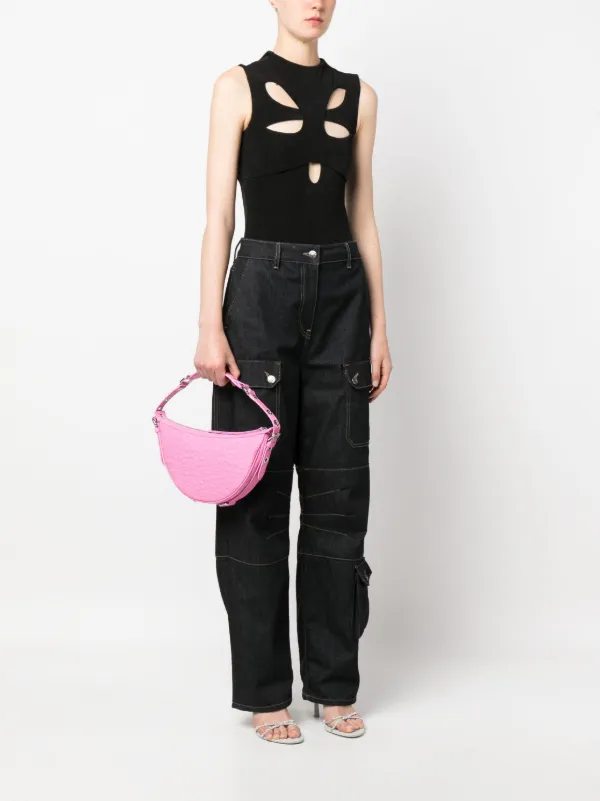 BY FAR Gib Embossed crocodile-effect Shoulder Bag | Pink