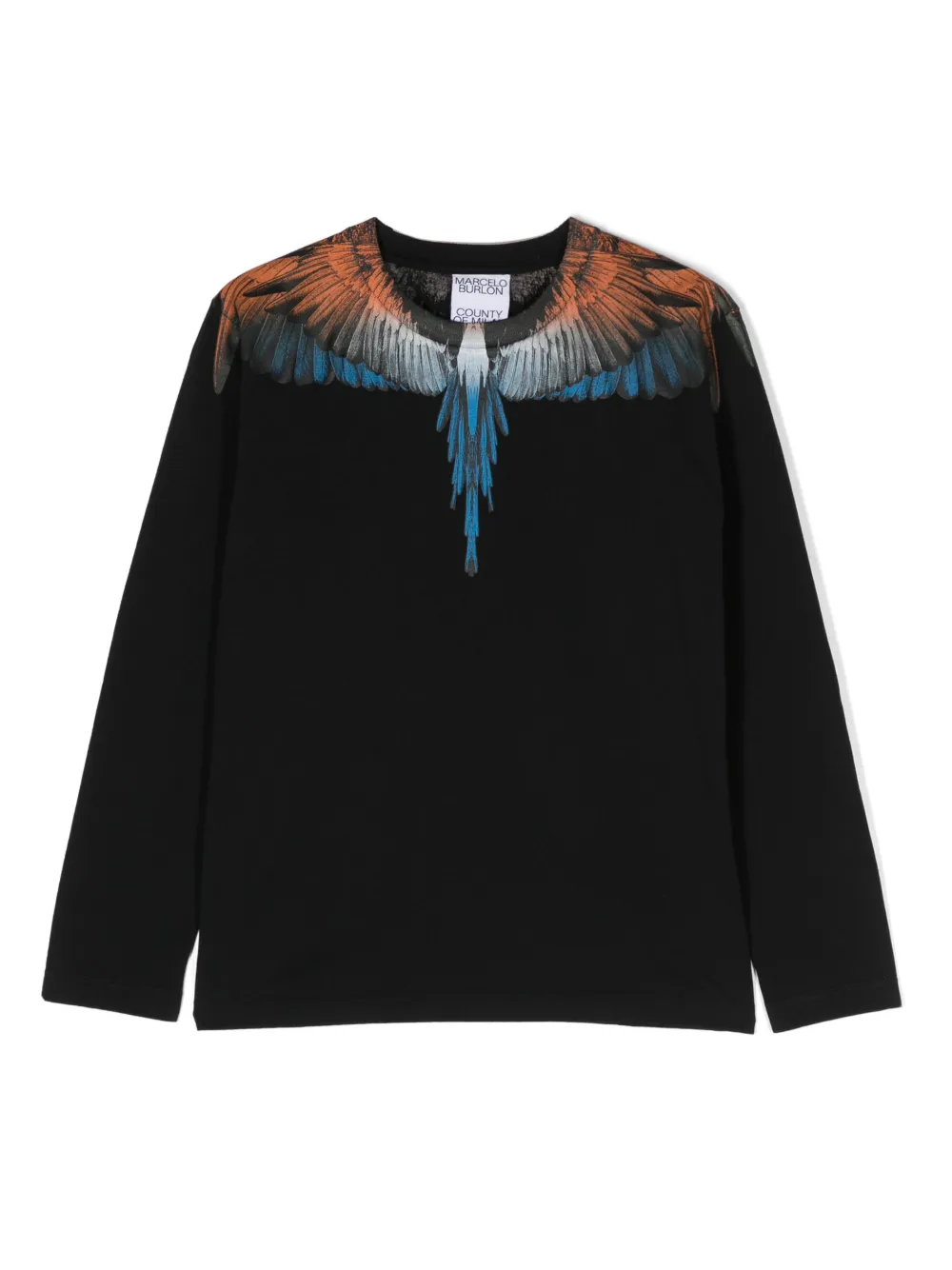 Marcelo Burlon County Of Milan Kids' Sunset Wings Print Long-sleeve Top In Black