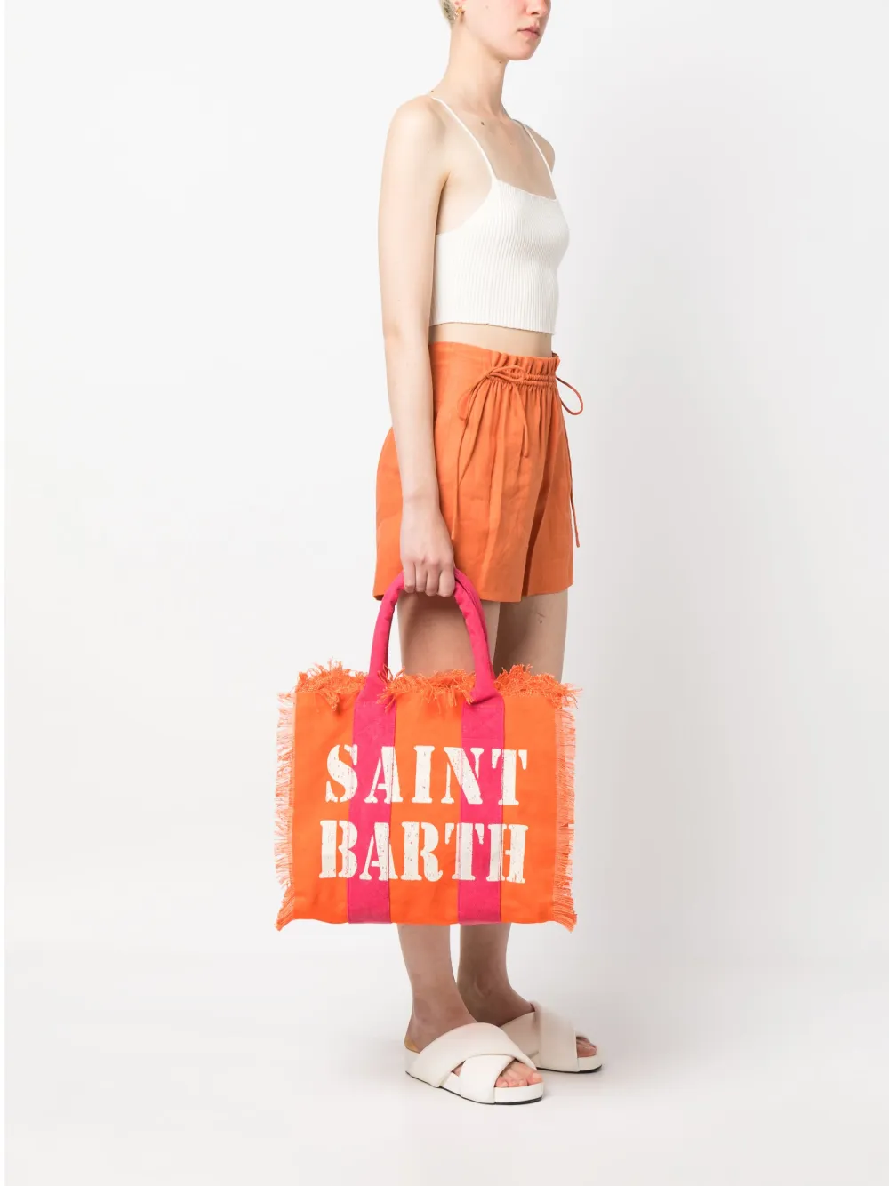 MC2 Saint Barth Vanity strandtas met logoprint - Oranje