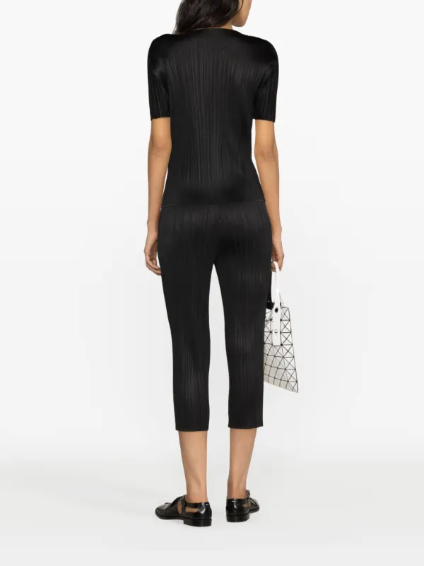 Black plisse cropped trousers shop