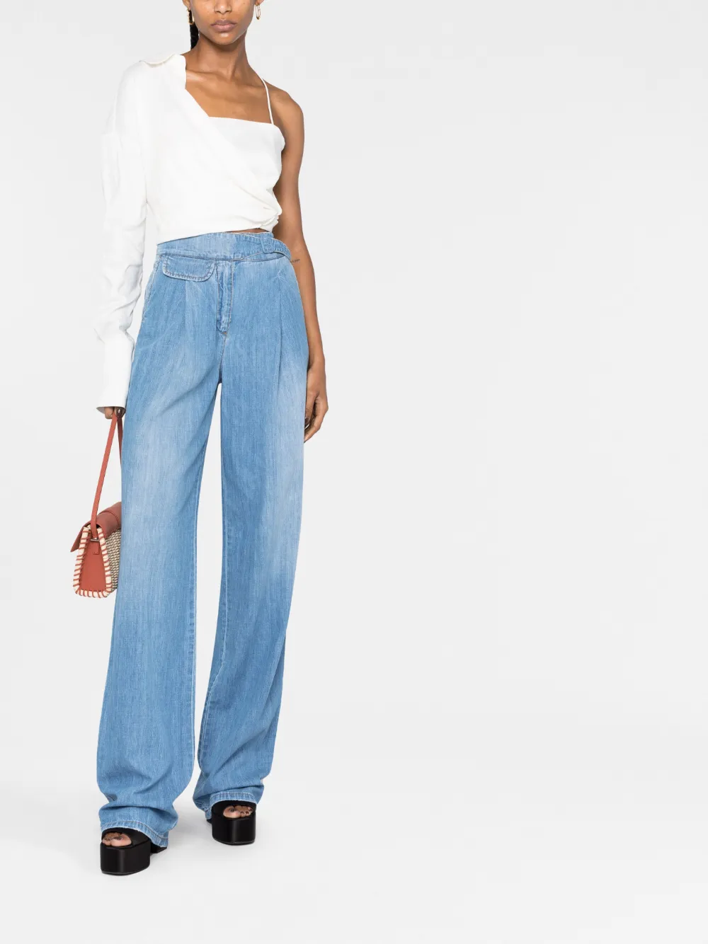 Ermanno Scervino high-waisted wide-leg trousers - Blauw