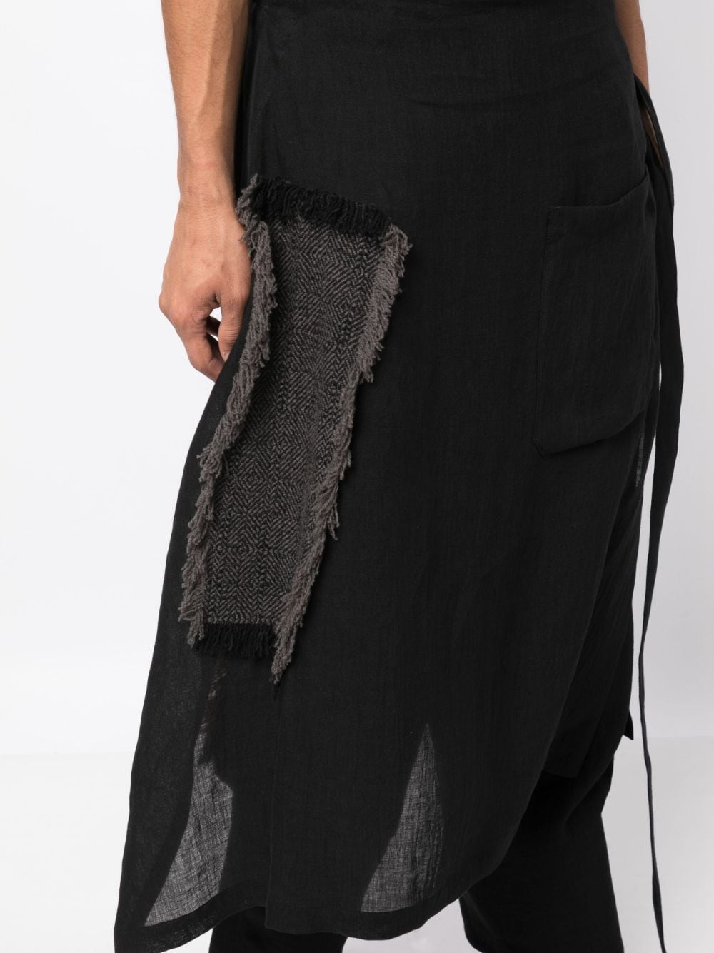 Shop Yohji Yamamoto Patchwork Overlay Trousers In Black