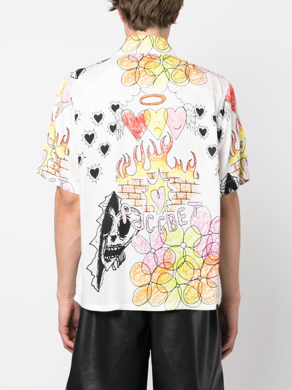 Shop Paccbet Drawstrings Graphic-print Shirt In Weiss