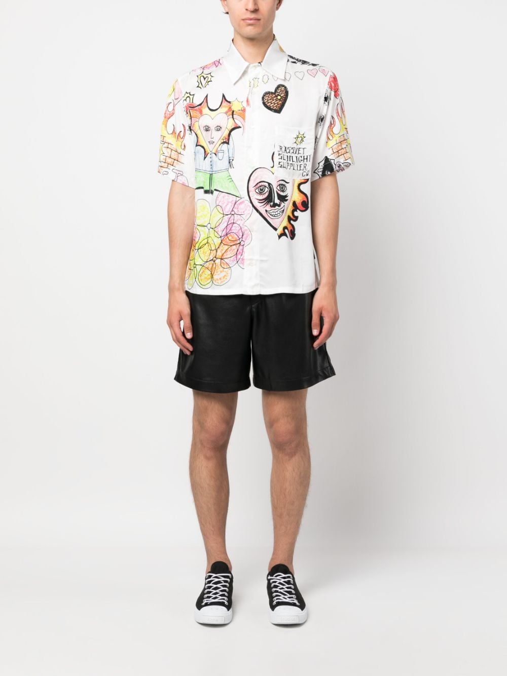 Shop Paccbet Drawstrings Graphic-print Shirt In Weiss