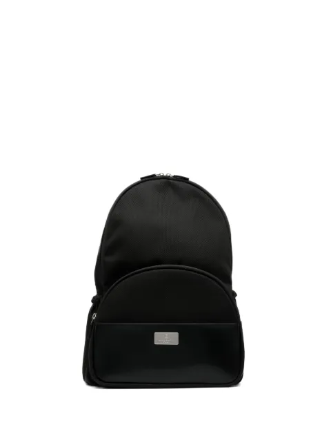 logo-plaque leather-trim backpack
