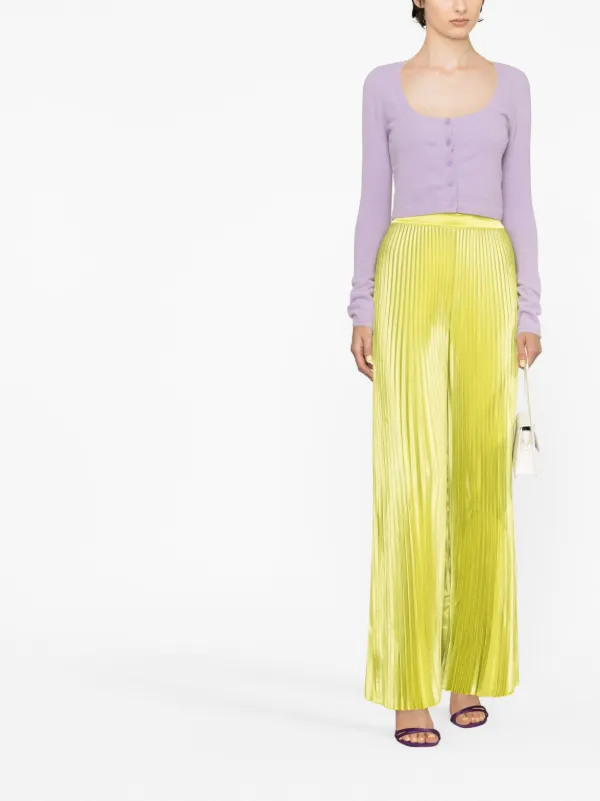 L IDEE Bisous Pleated Satin Trousers Green FARFETCH TH