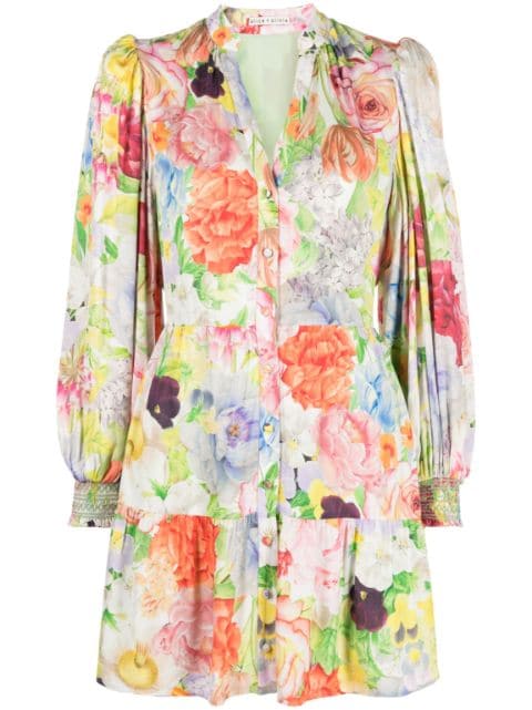 alice + olivia vestido camisero con estampado floral