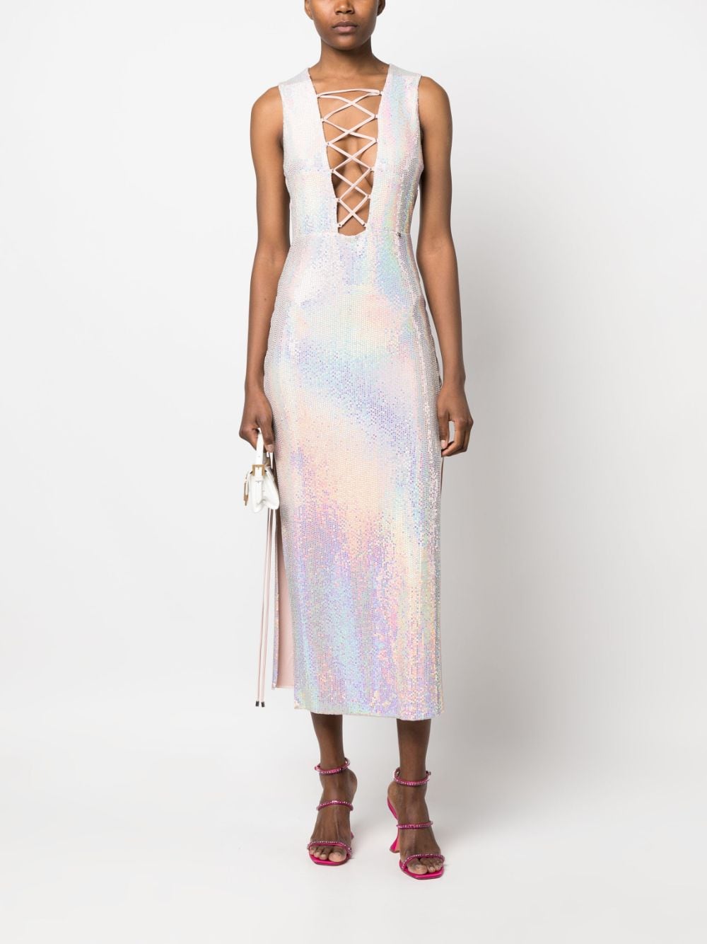 NISSA Midi-jurk met holografisch-effect - Roze