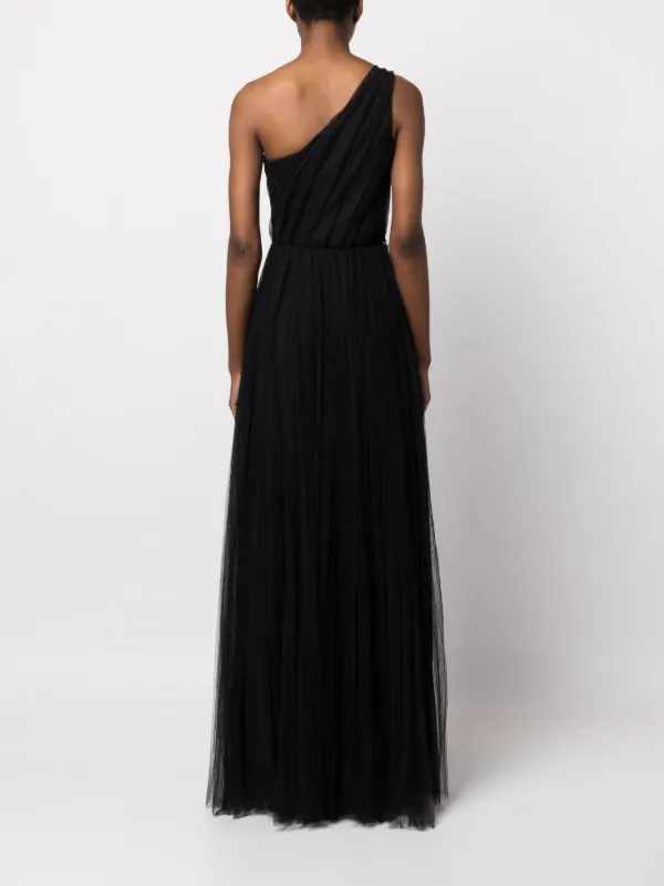 Elisabetta Franchi one shoulder Tulle Dress Black FARFETCH AE