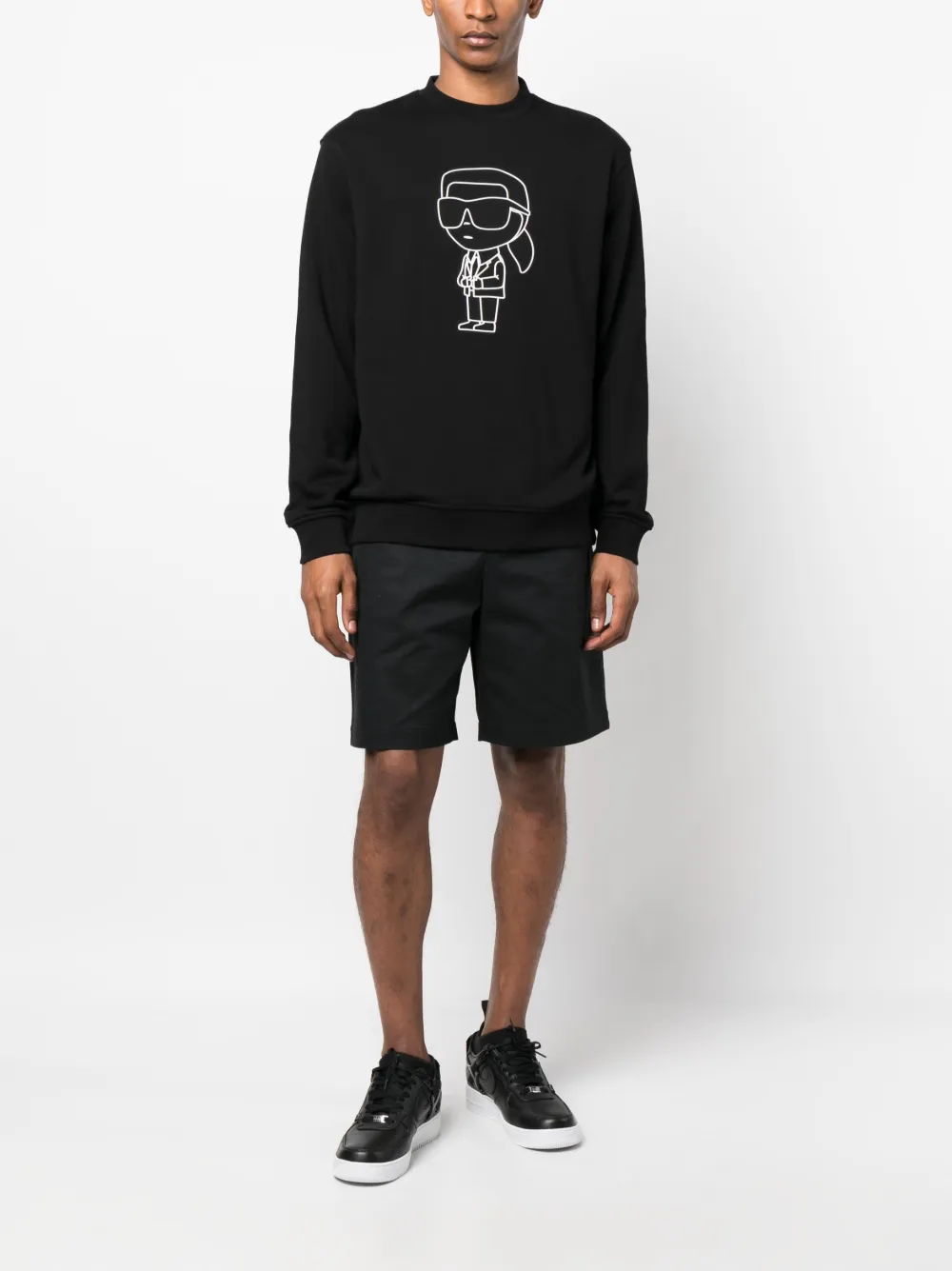 Karl Lagerfeld logo-print cotton -blend sweatshirt - Zwart