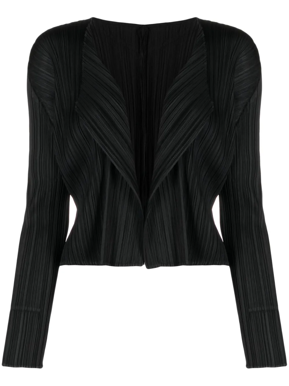 Issey Miyake Pleated Open-front Cardigan In Black