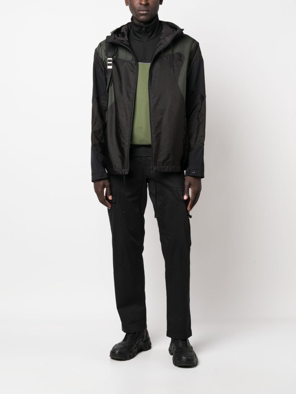 Shop Moncler Hague Panelled Hooded Jacket In Black