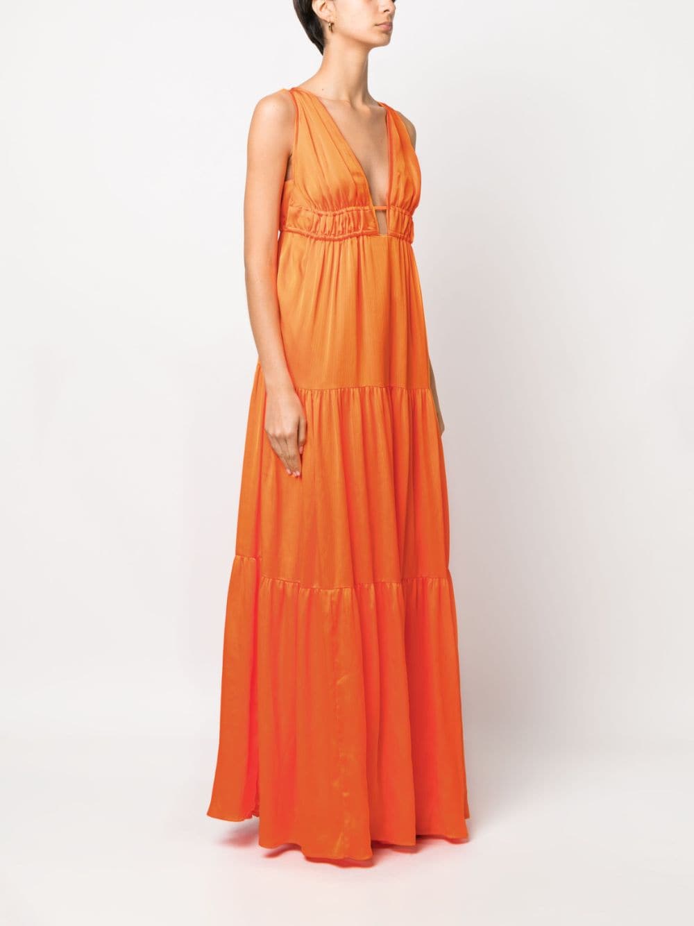 Shop Bcbg Max Azria Kameron V-neck Tiered Maxi Dress In Orange