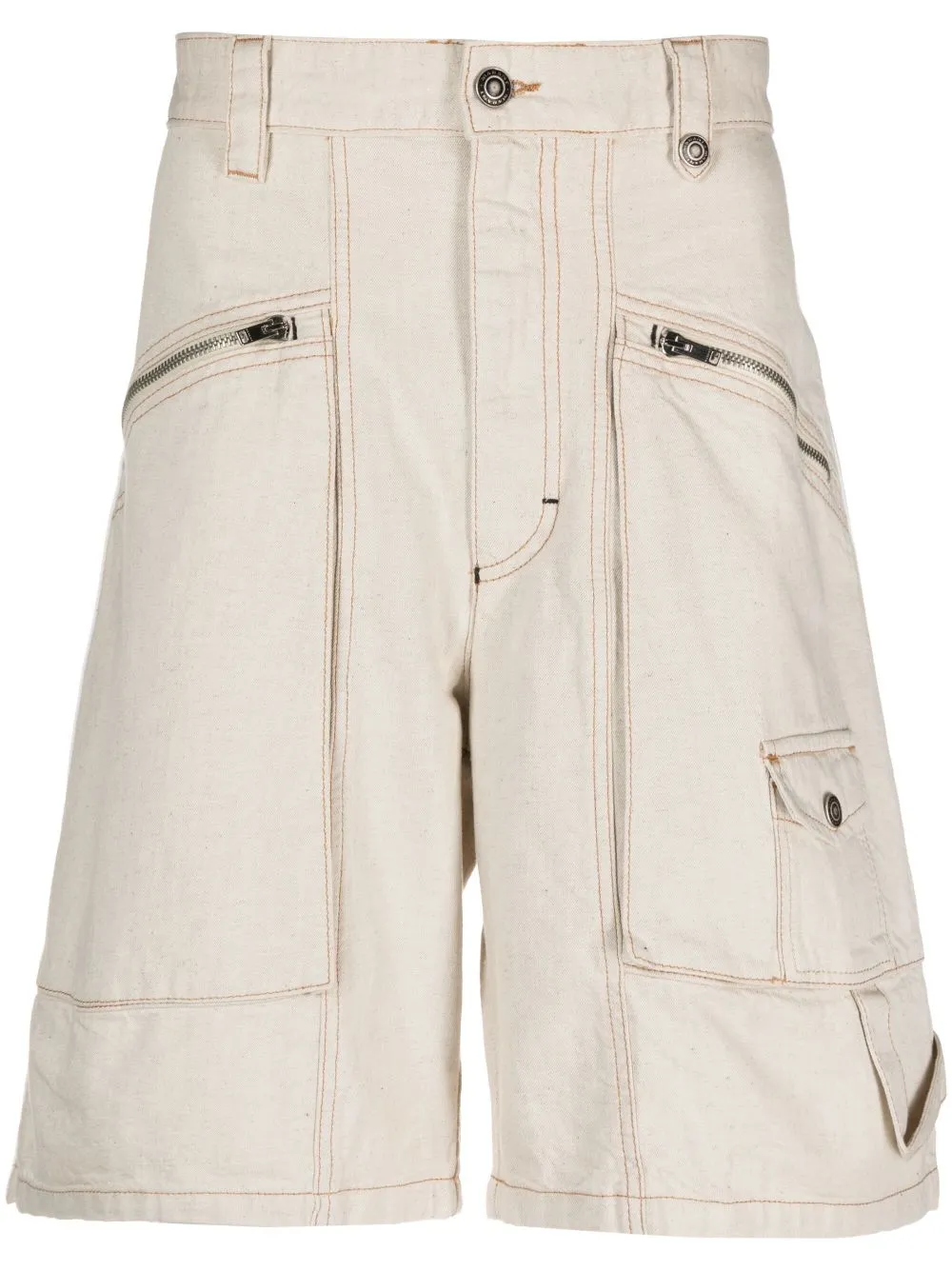 Isabel Marant Denim Shorts With Pockets And Belt Loops In Neutrals
