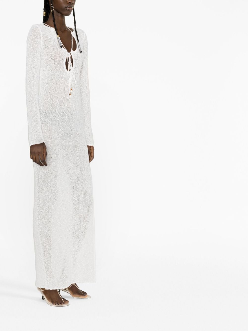Shop Casablanca Cut-out Bouclé Dress In White