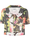 Moschino Pre-Owned 2000s floral-print cropped jacket - Black