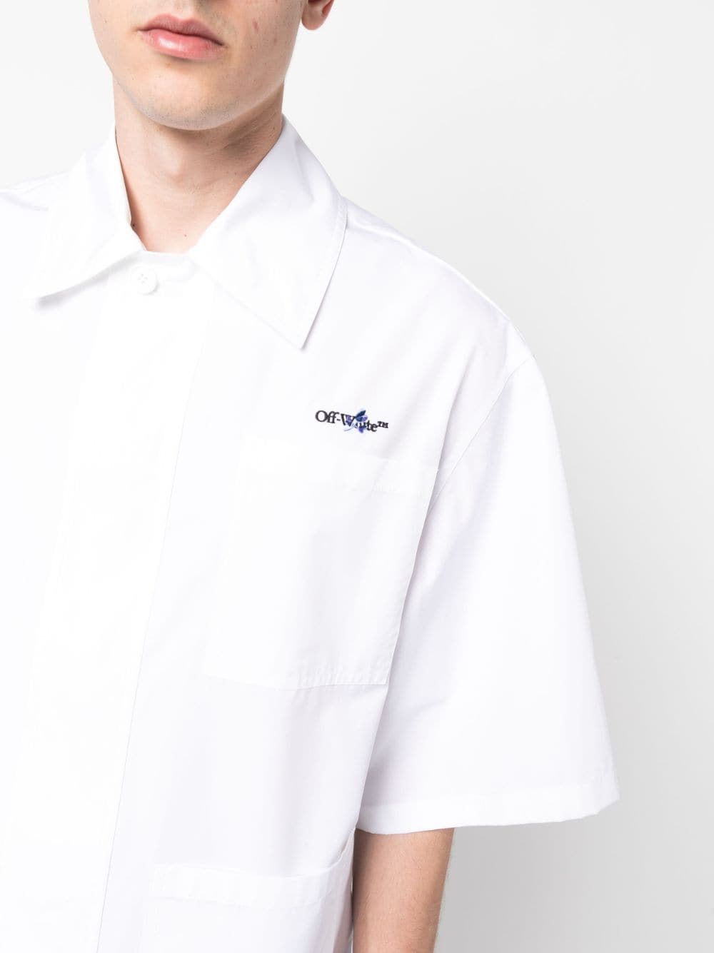 Shop Off-white Embroidered Short-sleeve Shirt In Weiss