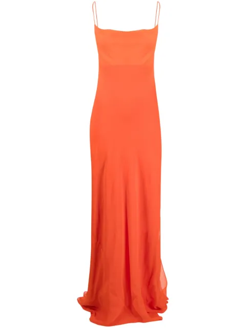 open-back silk maxi slip dress