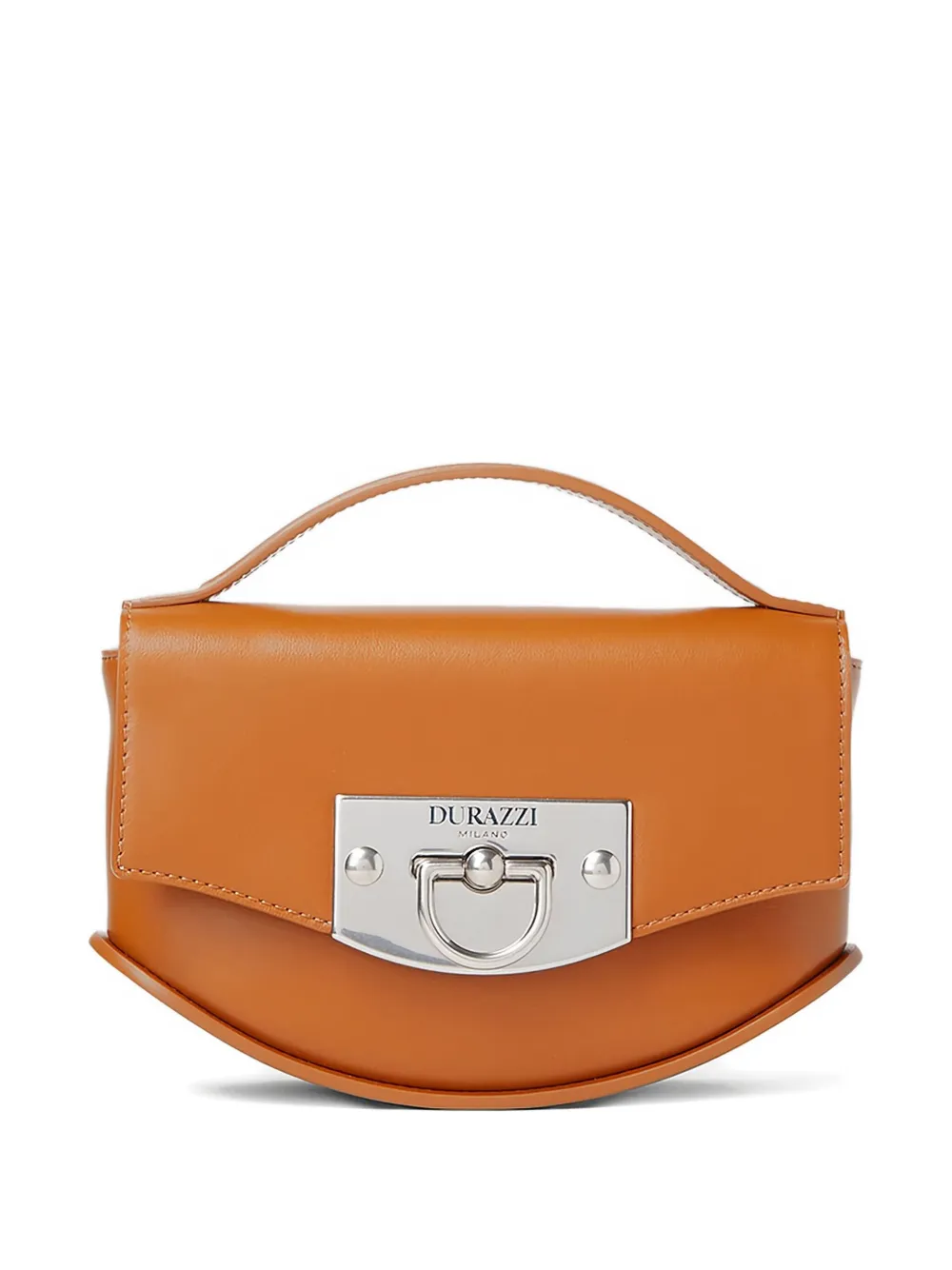 Durazzi Milano Curved Leather Handbag In Brown
