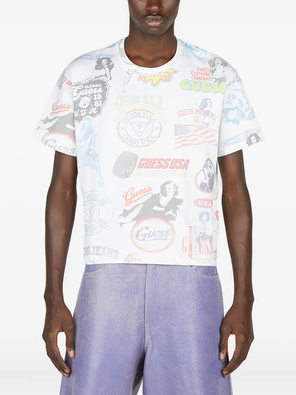 GUESS USA プリント Tシャツ - ホワイト GUESS USA プリント Tシャツ - ホワイト