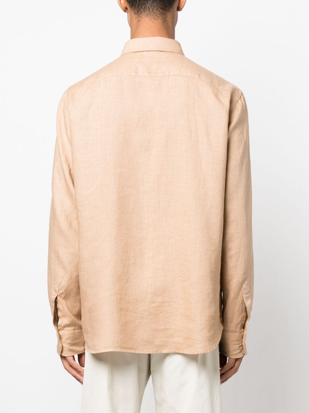 Shop Aspesi Long-sleeve Linen Shirt In Brown