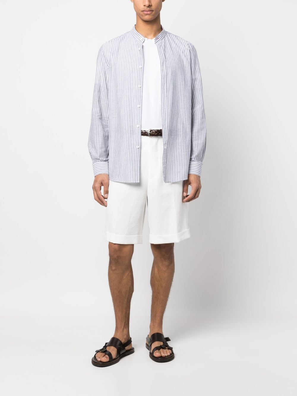Shop Brunello Cucinelli Pressed-crease Bermuda Shorts In White