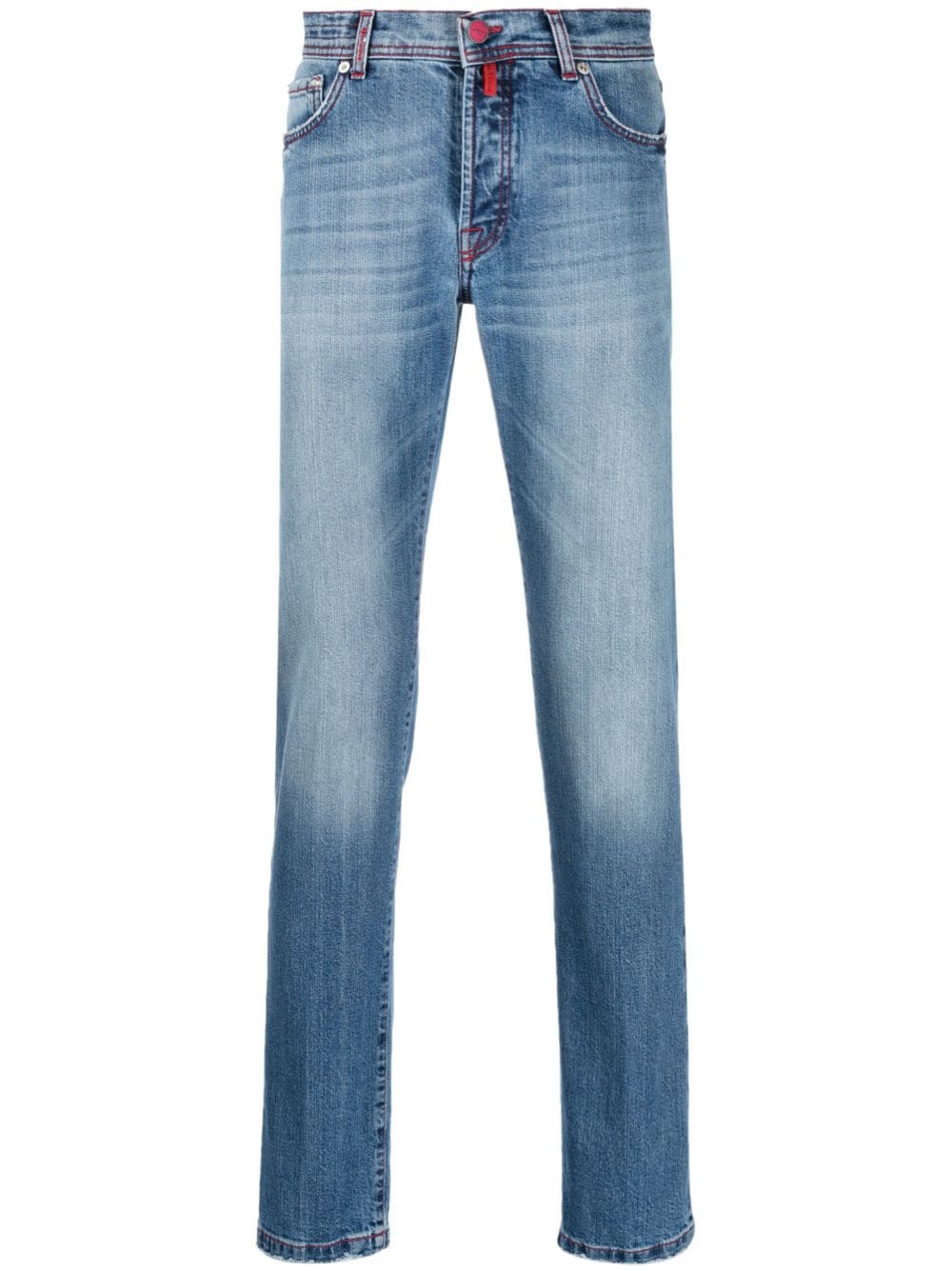 Shop Kiton Mid-rise Straight-leg Jeans In Blau