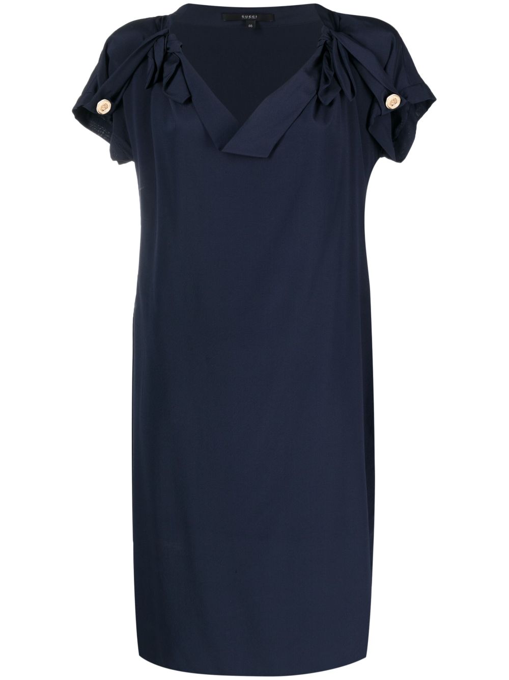 Pre-owned Gucci 2000s Bow-detail Shift Dress In Blue