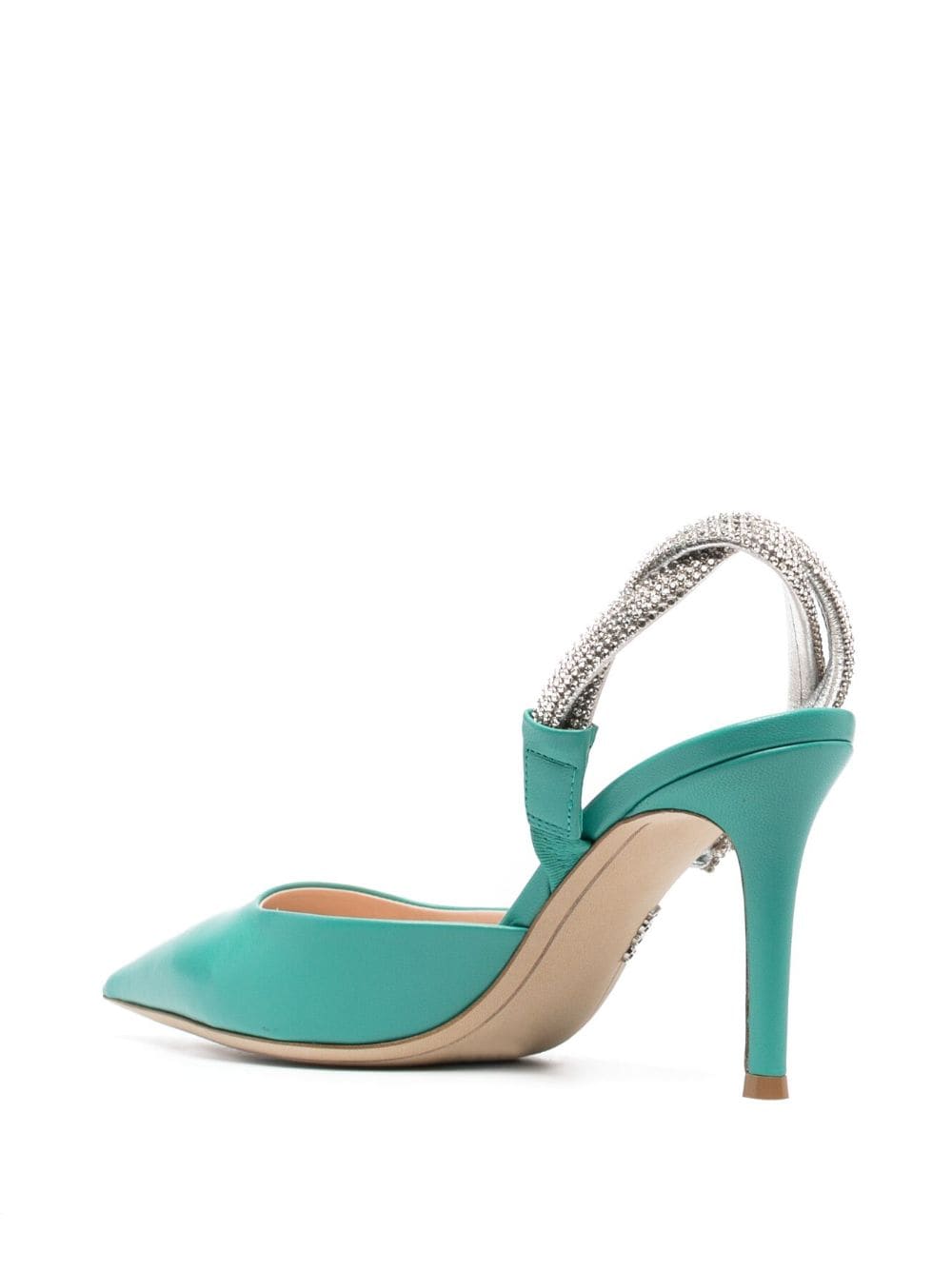 Shop Rodo 95mm Crystal-embellished Leather Pumps In Green