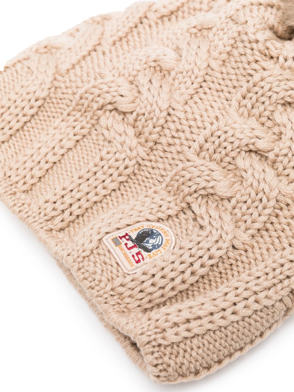 Shop Parajumpers Logo-appliqué Cable-knit Beanie In Neutrals
