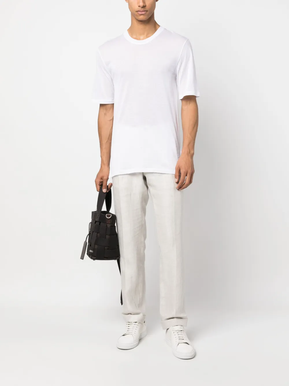 Laneus plain crew-neck T-shirt - Wit