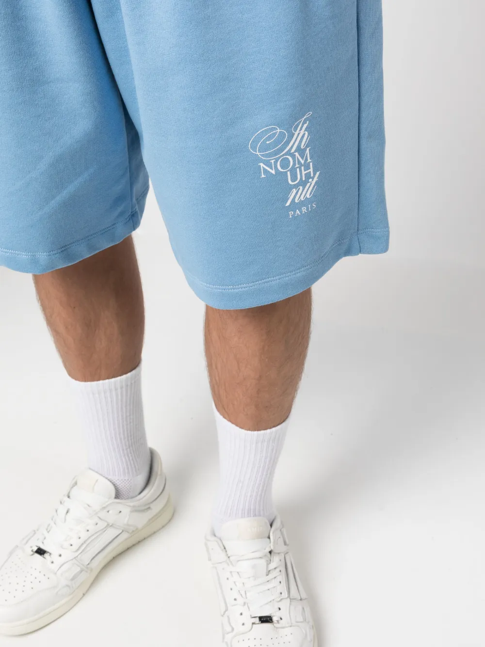 Ih Nom Uh Nit Logo-print Cotton Track Shorts In Blue