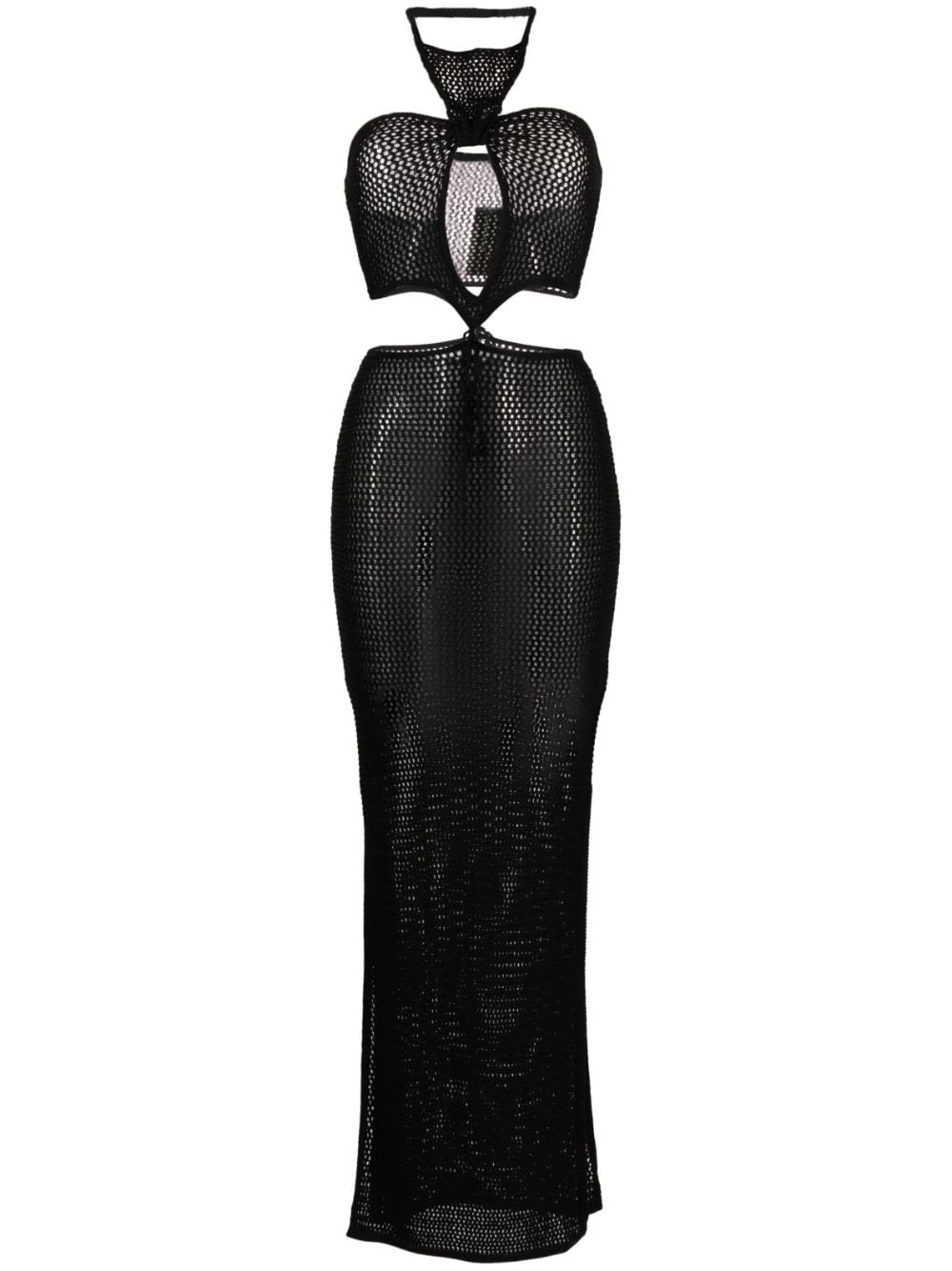 Shop Aya Muse Boletu Cut-out Halterneck Dress In Black