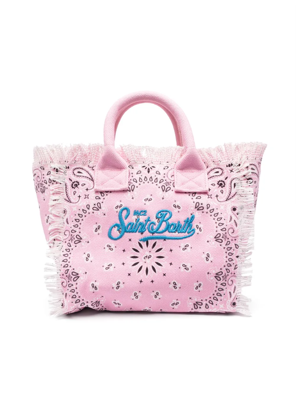 Mc2 Saint Barth Kids' Paisley-print Embroidered-logo Cotton Bag In Pink
