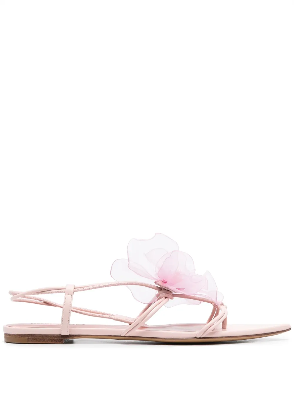 NENSI DOJAKA FAUX-FLOWER LEATHER SANDALS
