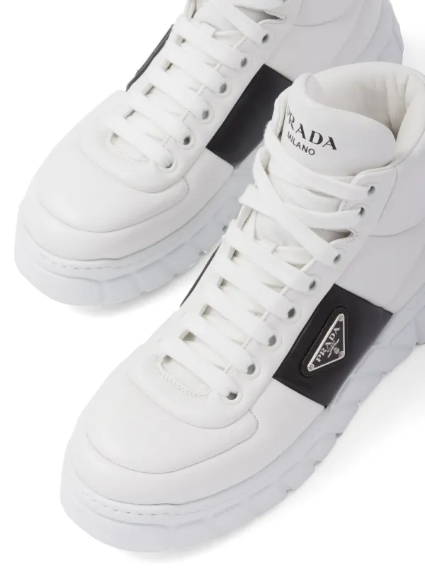 Prada パデッドレザーハイカットスニーカー - Farfetch