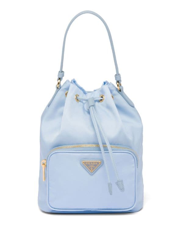 Duet Small Re Nylon Bucket Bag in Blue - Prada