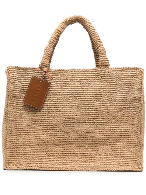 Manebi woven raffia tote bag