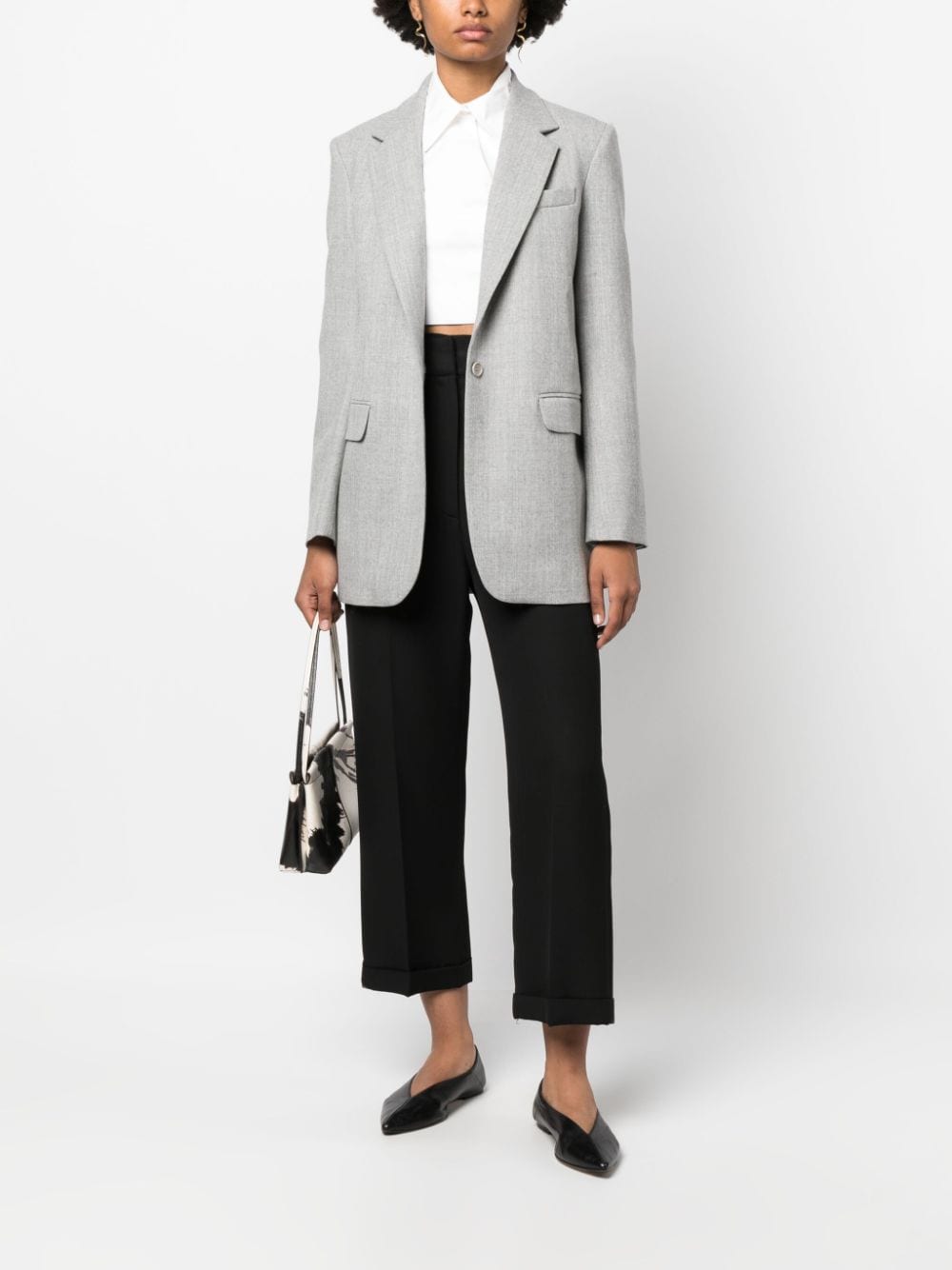 Shop P.a.r.o.s.h Giacca Virgin Wool-blend Blazer In Grey