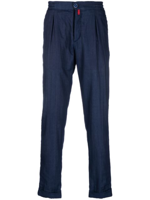 Kiton pleated tapered-leg trousers