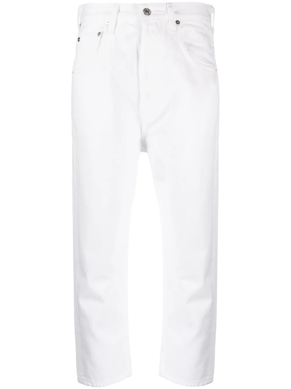 Citizen Of Humanity Isola High Waist Fray Hem Crop Bootcut Jeans In White