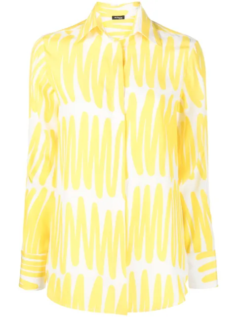 Kiton zigzag-print silk shirt