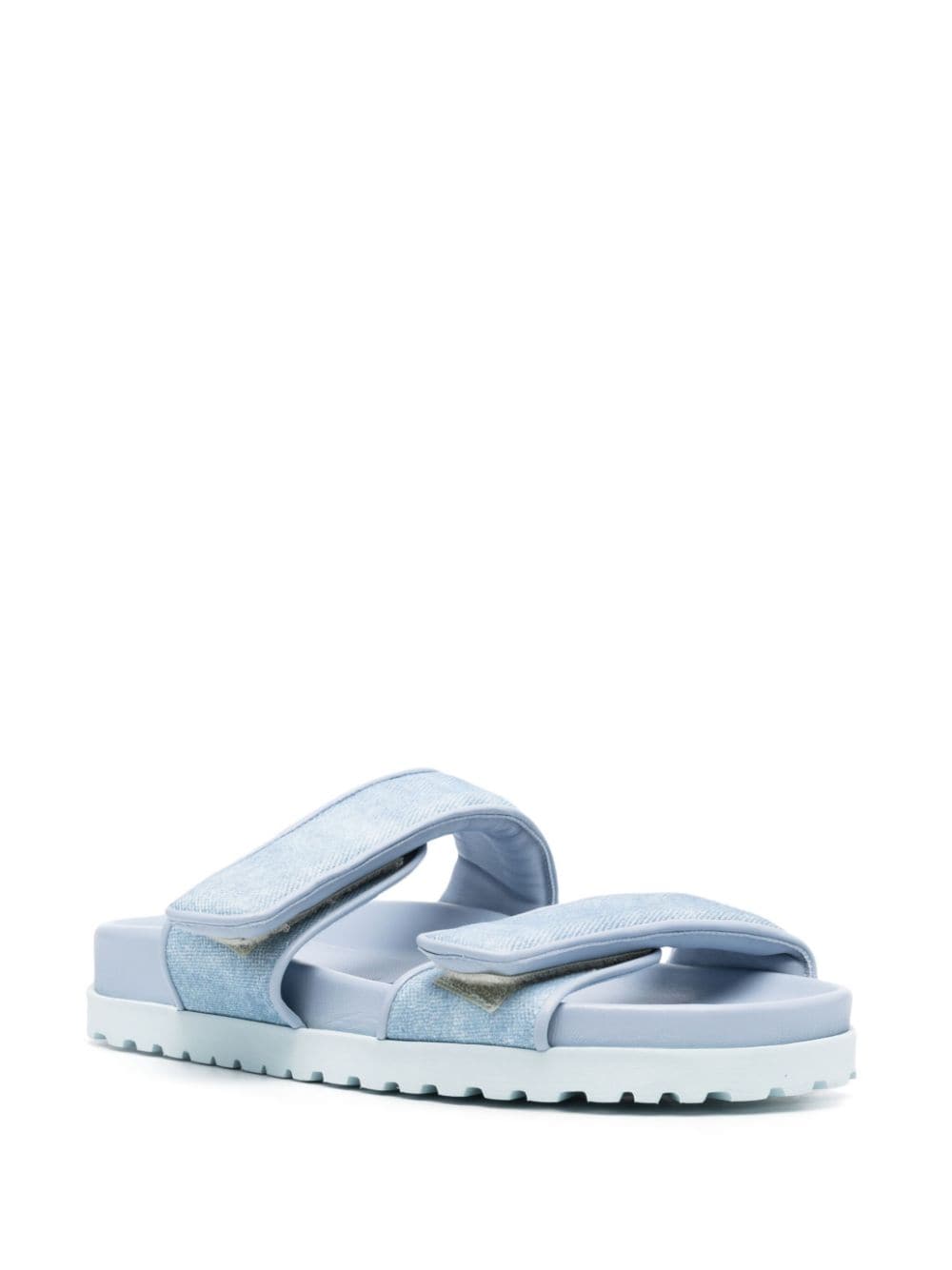 GIABORGHINI touch-strap denim slides - Blauw