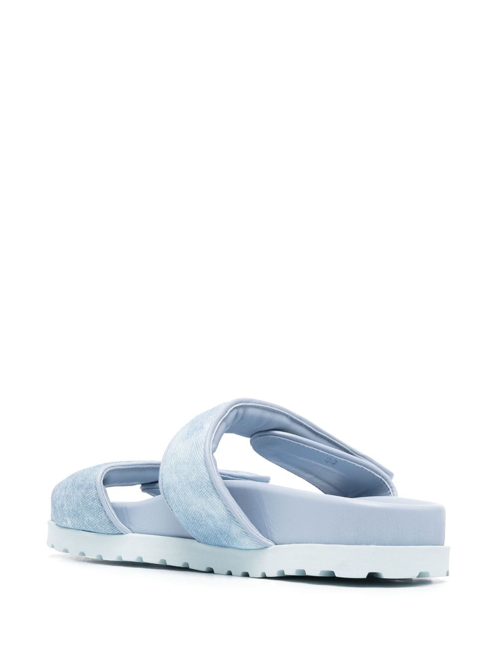 GIA BORGHINI TOUCH-STRAP DENIM SLIDES 